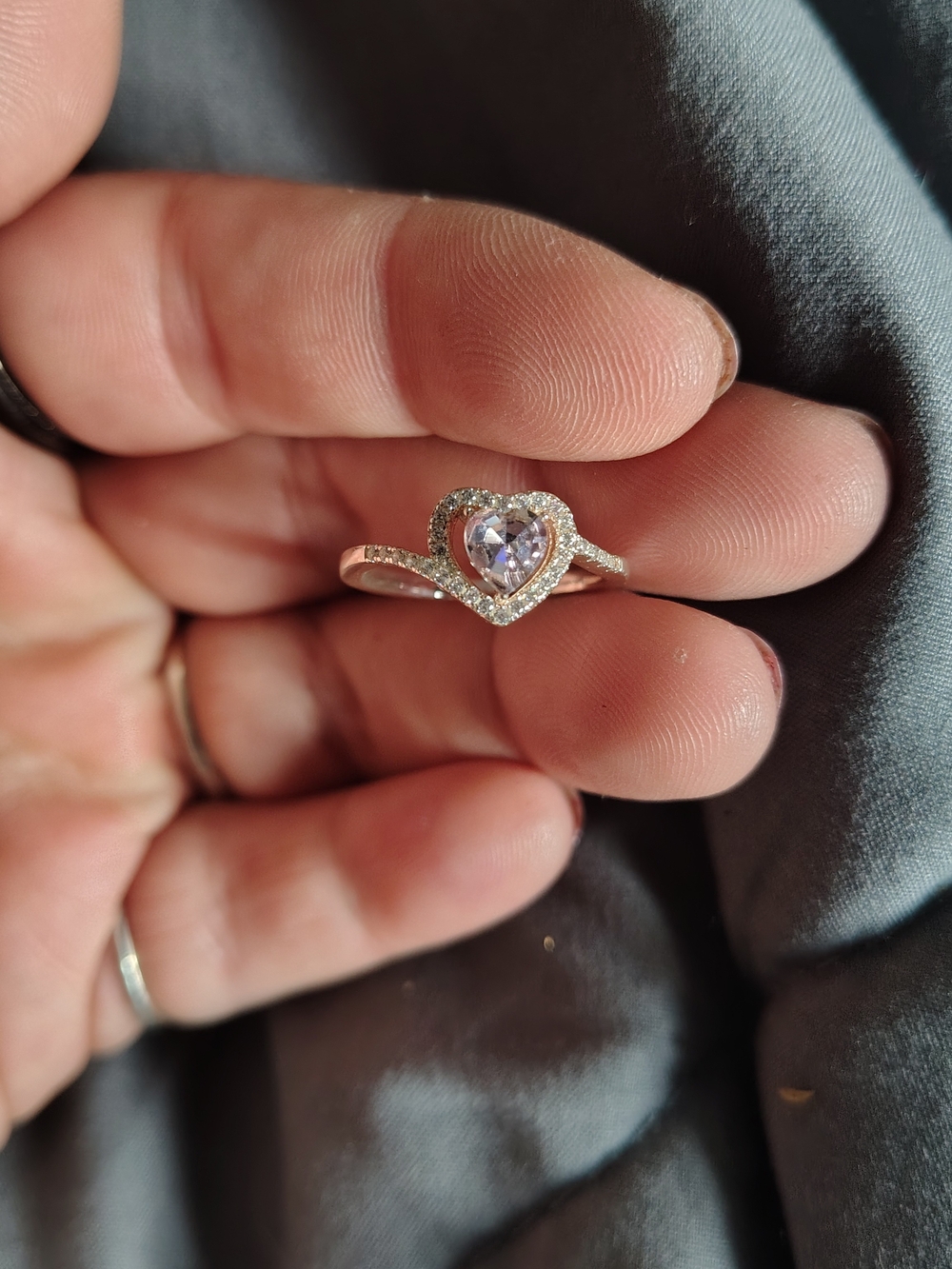 Heart Halo Cubic Zirconia Ring in Rose Gold For Sale!
